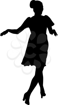Silhouette of People dancing with a raised hand on White Background.