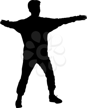 Silhouette of People Standing on White Background.