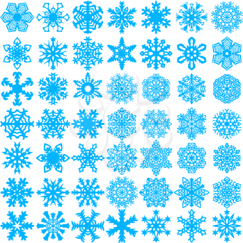 Set snowflakes icons on white background, vector illustration.