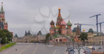 Saint Basil's (Resurrection) Cathedral tops on the Moscow Russia. Red Square.