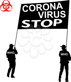 Stop coronavirus two carry a poster on a white background.