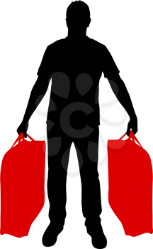 Silhouette of a man with a briefcase in hand, on a white background.