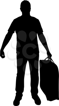 Silhouette of a man with a briefcase in hand, on a white background.