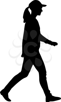 Silhouette of a walking girl on a white background.