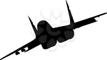 Silhouette military combat airplane on a white background.