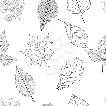 Seamless background with sketch leaves or background.