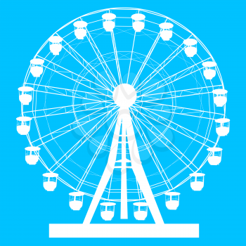 Silhouette atraktsion colorful ferris wheel on blue background illustration.