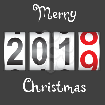2019 New Year counter Christmas congratulation Black background.
