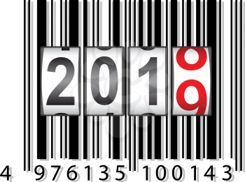 2019 New Year counter, barcode calendar illustration.