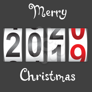 2020 New Year counter Christmas congratulation Black background.
