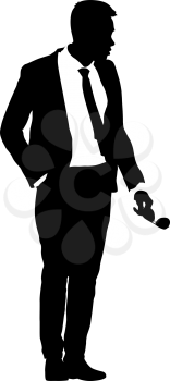 Silhouette businessman man in suit with tie on a white background.