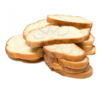 sliced baguette isolated on white