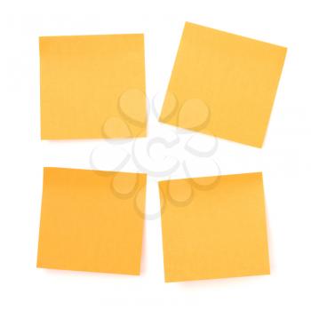 Yellow sticky memo paper isolated on white background
