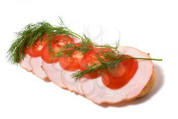 open sandwich isolated on white