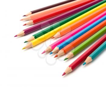 Colouring crayon pencils  isolated on white background