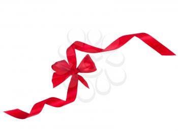 Festive gift ribbon and bow isolated on white