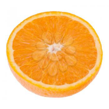 Sliced orange fruit half  isolated on white background