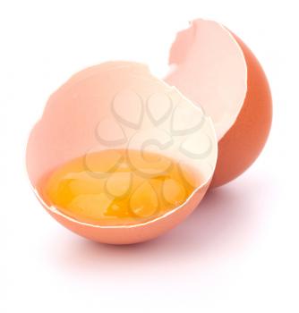 Broken egg isolated on white background