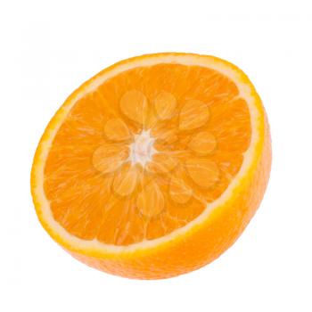 Sliced orange fruit half  isolated on white background