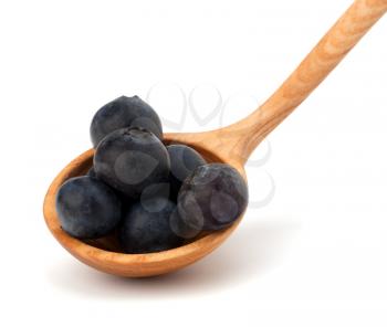 Blue bilberry or whortleberry isolated on white background