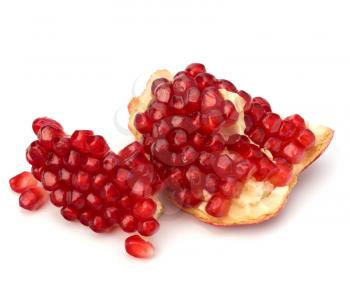 Ripe pomegranate piece  isolated on white background