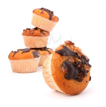 Stacked muffins  isolated on white background