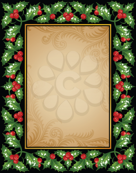 Royalty Free Clipart Image of a Holly Frame