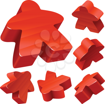 Royalty Free Clipart Image of a Red Wooden Meeples