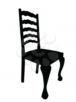 Vector Illustration of Antique Dining Table Chair Silhouette Isolation 