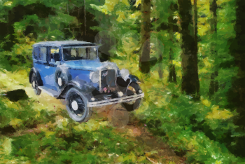 Vector Austin Berkeley 1932 in the forest. Oil Painting (Camille Style).