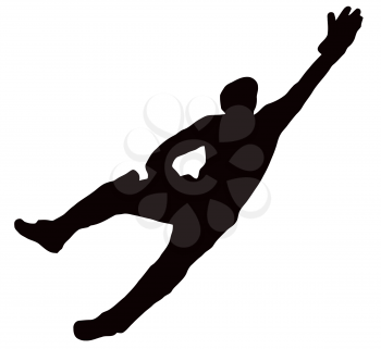 Sport Silhouette - Wicket-Keeper Dive isolated black image on white background

