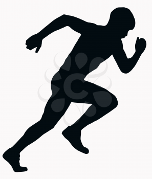 Sport Silhouette - Male Sprint Athlete isolated black image on white background
