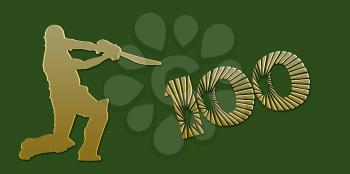 Golden Century Cricket Banner on Green Background