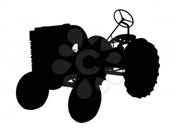 Detailed Silhouette of a Vintage Small Tractor   