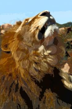 Abstract Close-up picture illustration of Large Lion face