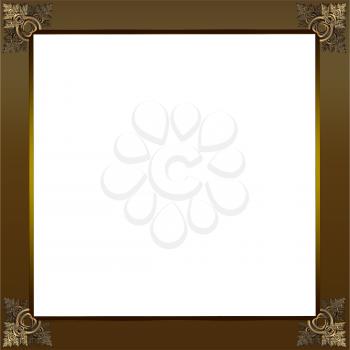 Exquisite picture frame or border with gold patterned corners and copper border