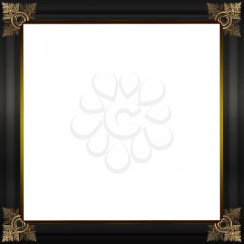 Exquisite picture frame or border with gold patterned corners and grey textured border