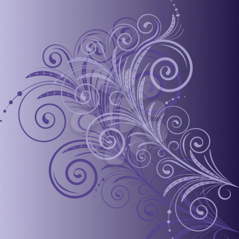 Royalty Free Clipart Image of a Flourish on a Purple Background