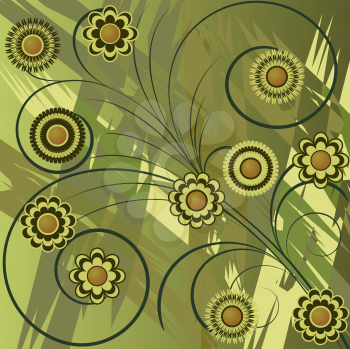 Royalty Free Clipart Image of Chaotic Lines and Flowers