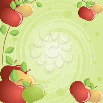 Royalty Free Clipart Image of a Green Background With Apples