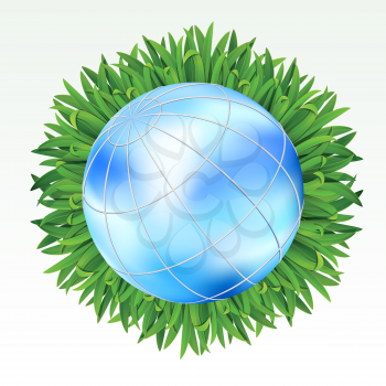 Royalty Free Clipart Image of the Earth With Green Grass Around It