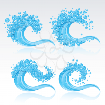 Royalty Free Clipart Image of a Set of Four Waves