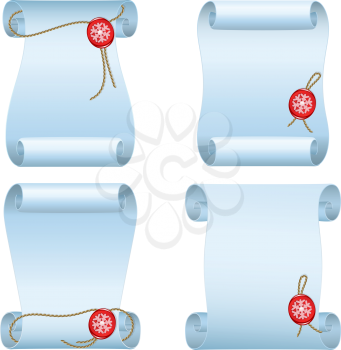 Royalty Free Clipart Image of Four Scrolls
