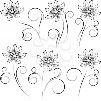Royalty Free Clipart Image of Flower Outlines