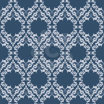 Royalty Free Clipart Image of a Flourish Pattern on a Blue Background