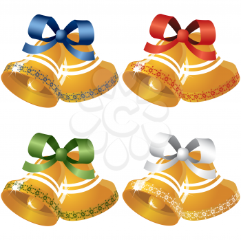 Royalty Free Clipart Image of Four Sets of Christmas Bells