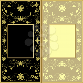 Royalty Free Clipart Image of Black and Gold Floral Backgrounds