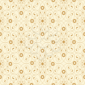Royalty Free Clipart Image of a Beige Background With Flowers