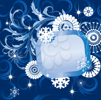 Royalty Free Clipart Image of a Background and Frame With Snowflakes