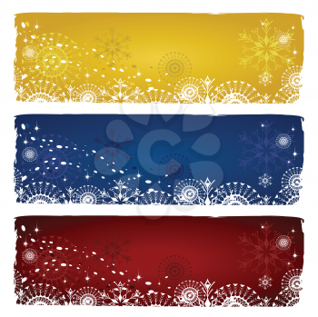 Royalty Free Clipart Image of Three Winter Banners